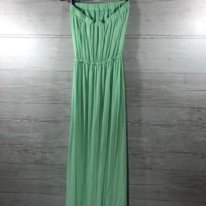 Splendid Strapless Green Maxi Dress with Pockets